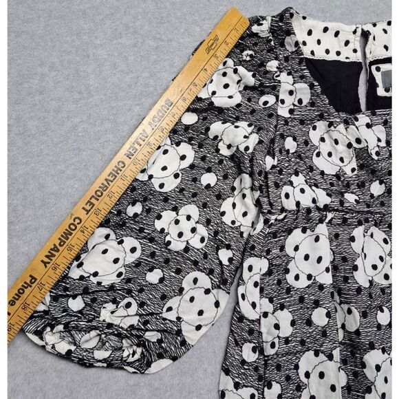 Anthropologie Dress Womens 4 Babydoll Tunic Black White Flowers - Picture 15 of 16
